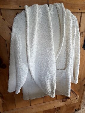 J. Jill Ivory Plush Open-Front Teddy Robe, Large